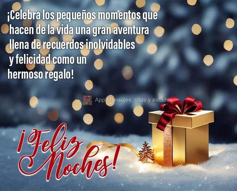 ¡Celebra los pequeños momentos que hacen de la vida una gran aventura llena de recuerdos inolvidables y felicidad como un hermoso regalo! ¡Feliz noche...