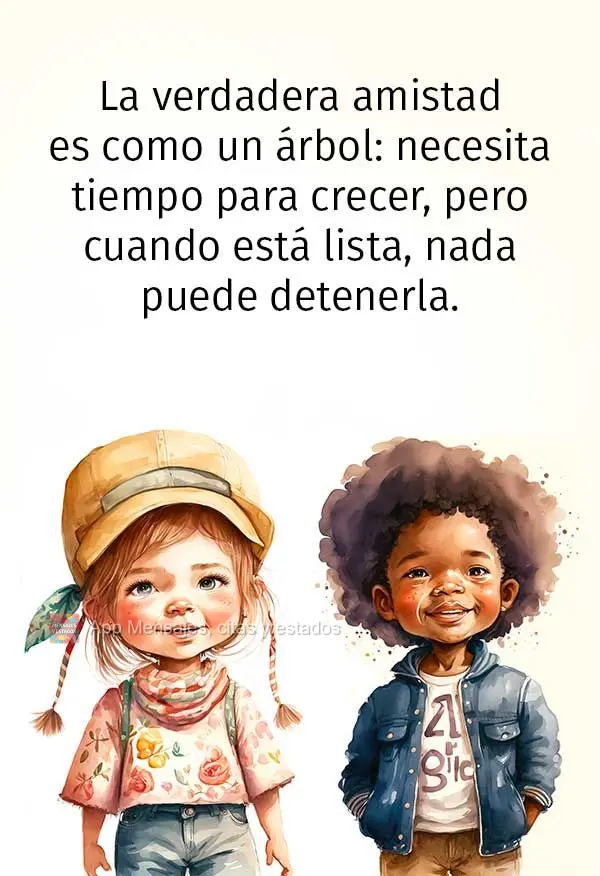 La verdadera amistad es como un árbol: necesita tiempo para crecer, pero cuando está lista, nada puede detenerla.