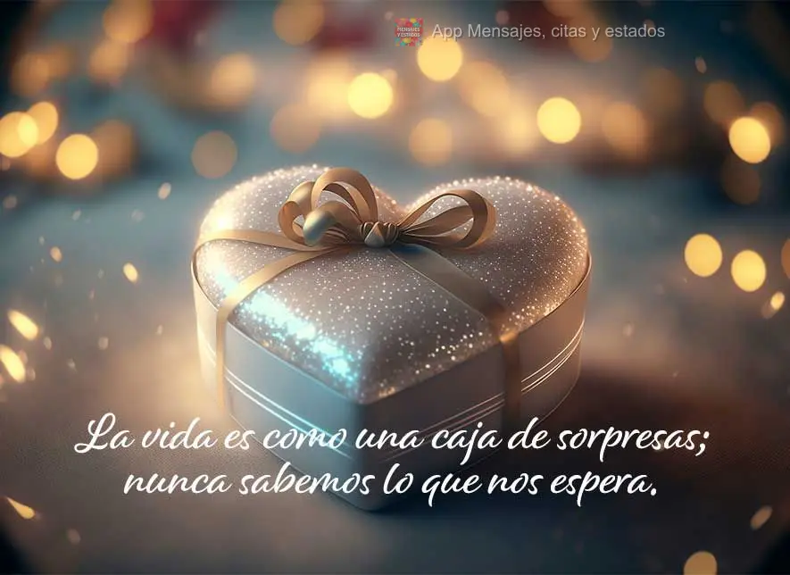 La vida es como una caja de sorpresas; nunca sabemos lo que nos espera.