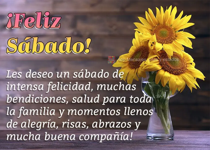 Les deseo un sábado de intensa felicidad, muchas bendiciones, salud para toda la familia y momentos llenos de alegría, risas, abrazos y mucha buena com...