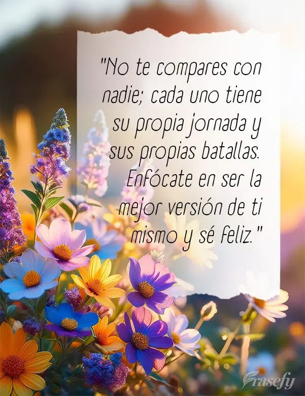 Não se compare com ninguém, cada um tem sua própria jornada e suas próprias batalhas. Foque em ser a melhor versão de si mesmo e seja feliz.
