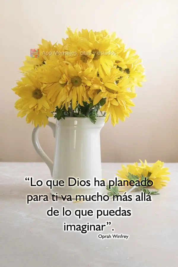 “Lo que Dios ha planeado para ti va mucho más allá de lo que puedas imaginar”. Oprah Winfrey