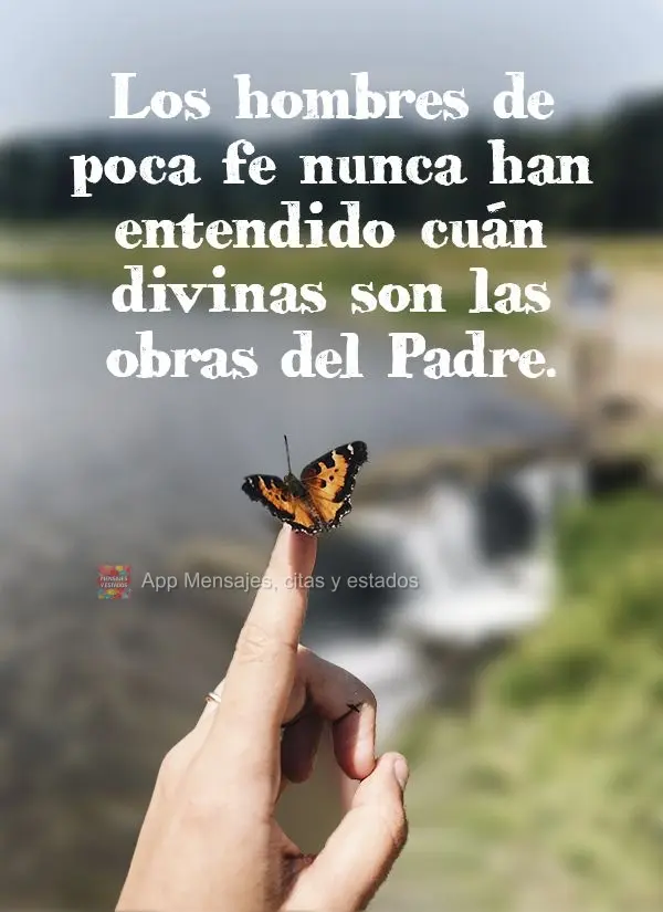 Los hombres de poca fe nunca han entendido cuán divinas son las obras del Padre.