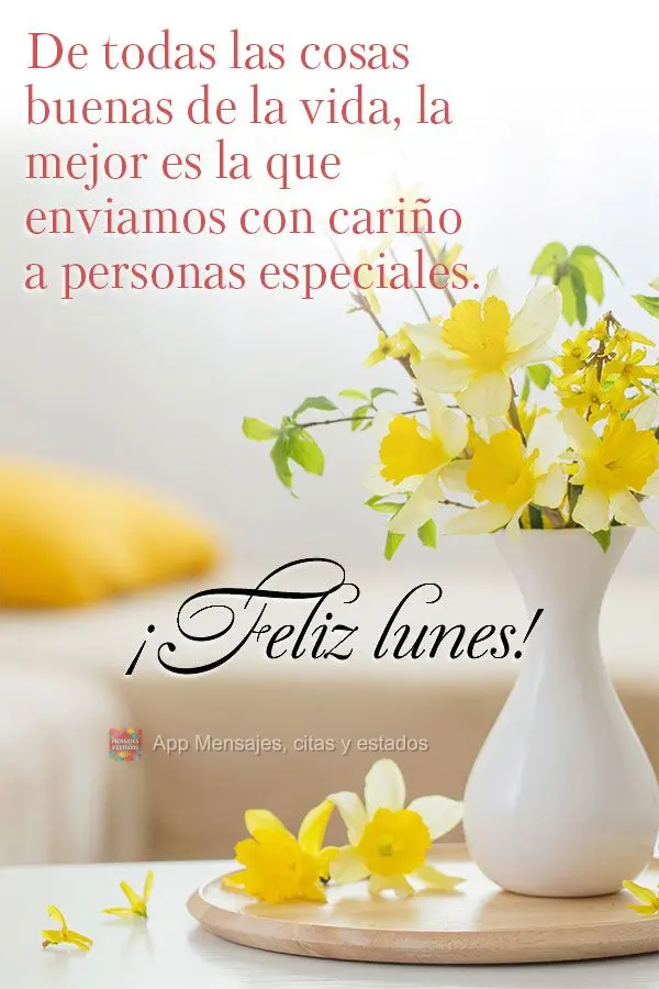 De todas las cosas buenas de la vida, la mejor es la que enviamos con cariño a personas especiales. ¡Feliz lunes!