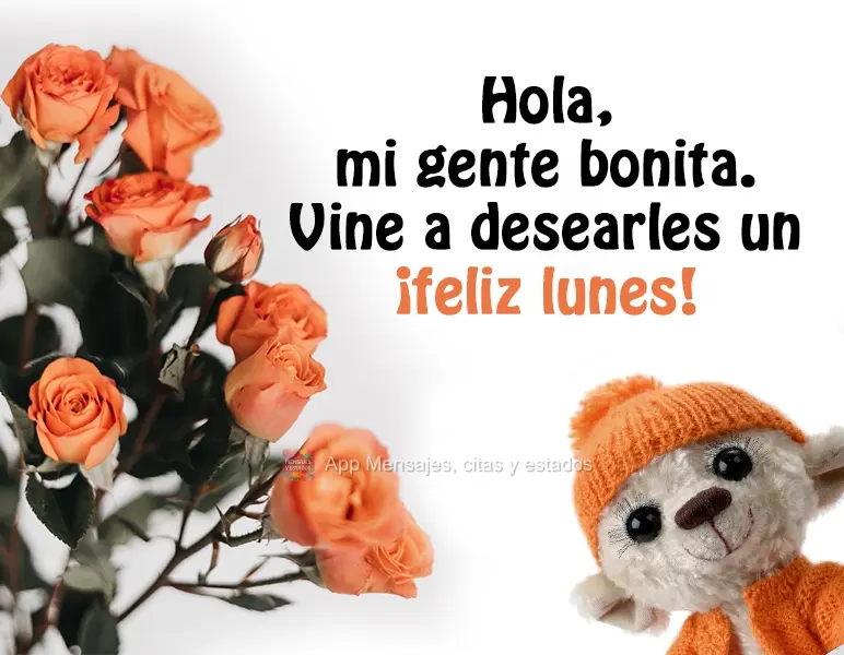 Hola, mi gente bonita. Vine a desearles un ¡feliz lunes!