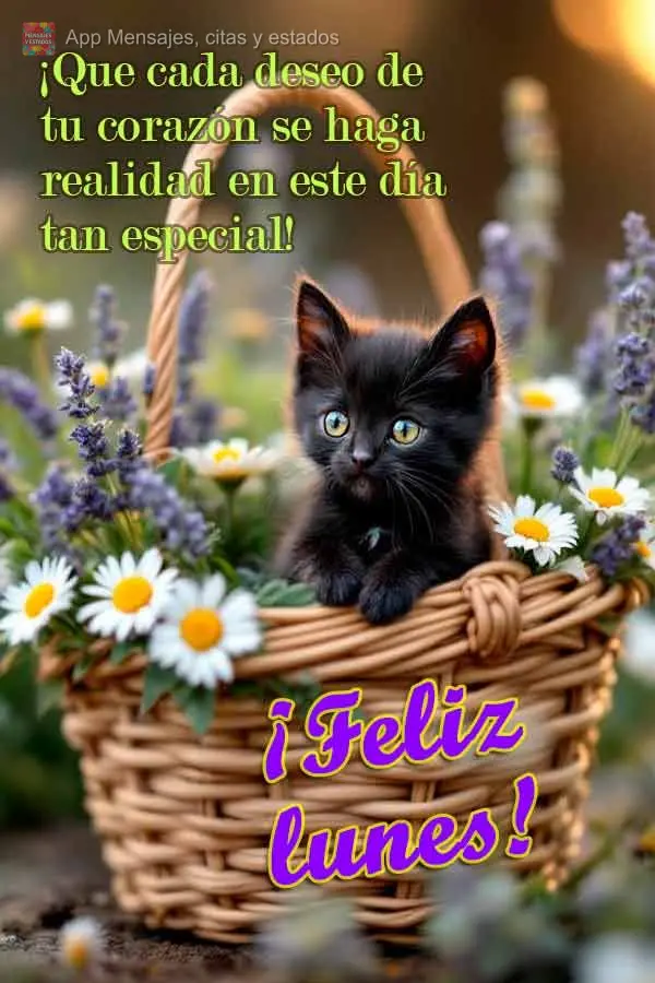 ¡Que cada deseo de tu corazón se haga realidad en este día tan especial! ¡Feliz lunes!
