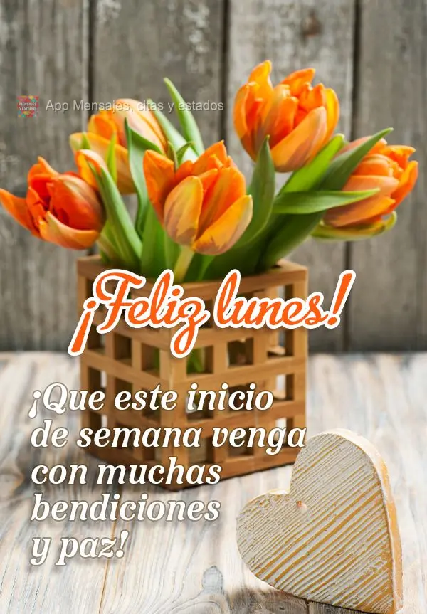 ¡Que este inicio de semana venga con muchas bendiciones y paz! ¡Feliz lunes!