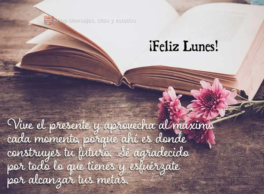 Vive el presente y aprovecha al máximo cada momento, porque ahí es donde construyes tu futuro. Sé agradecido por todo lo que tienes y esfuérzate por ...