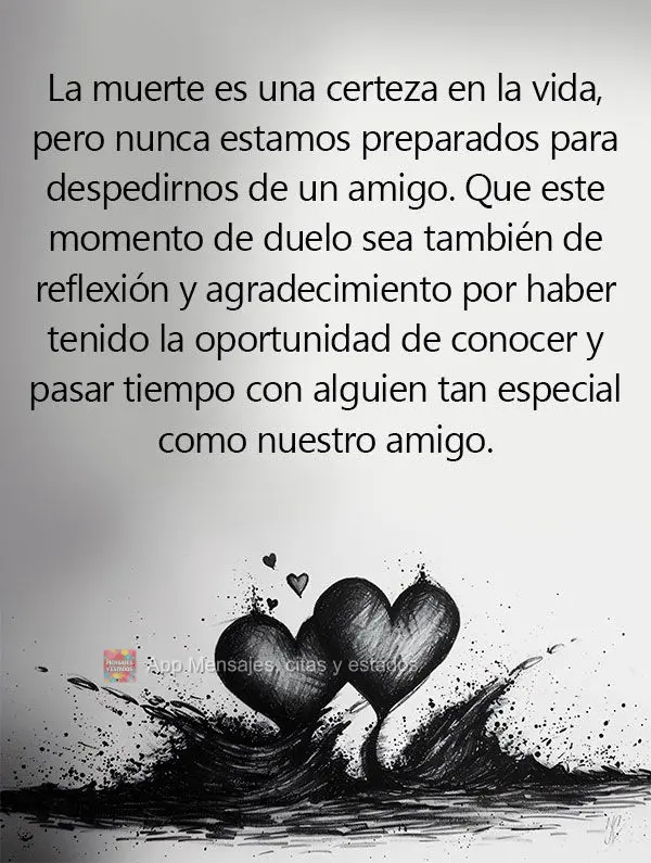 La muerte es una certeza en la vida, pero nunca estamos preparados para despedirnos de un amigo. Que este momento de duelo sea también de reflexión y a...