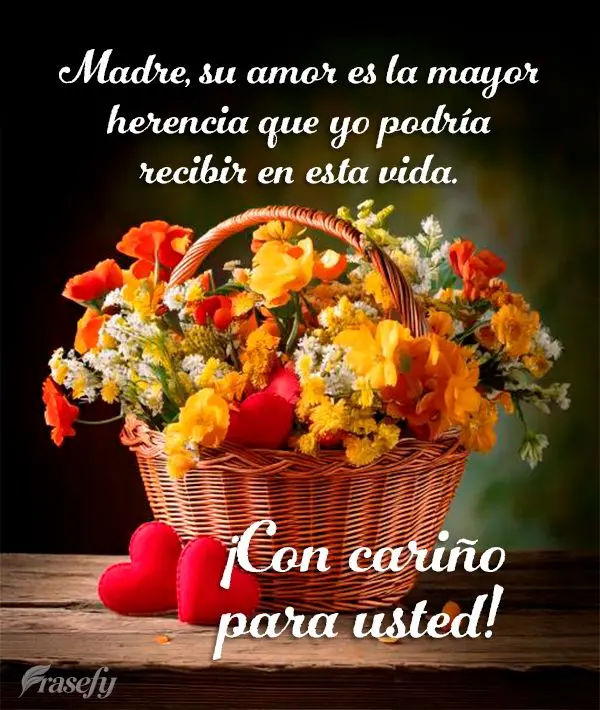 Madre, su amor es la mayor herencia que yo podría recibir en esta vida. ¡Con cariño para usted!