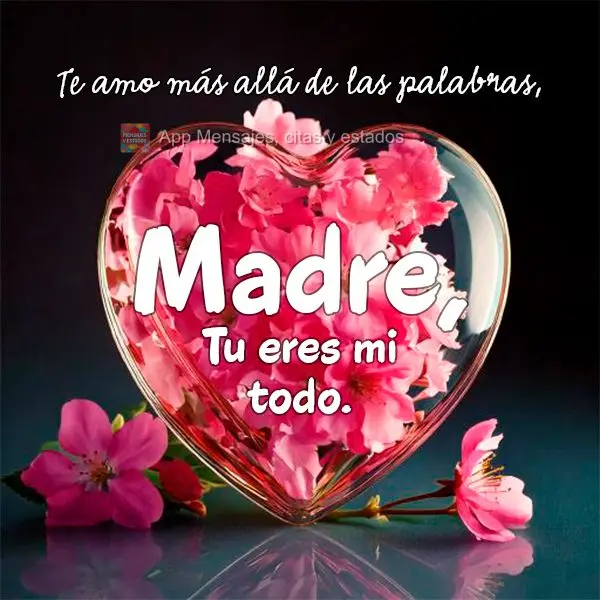 Te amo más allá de las palabras, madre. Tu eres mi todo.