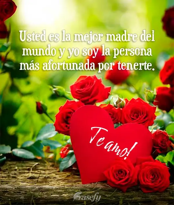 Usted es la mejor madre del mundo y yo soy la persona más afortunada por tenerte. ¡Te amo!
