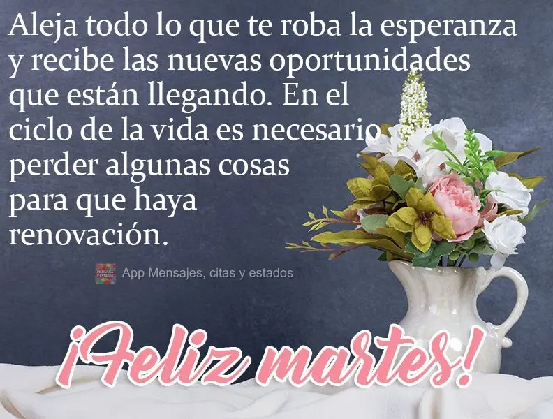 Aleja todo lo que te roba la esperanza y recibe las nuevas oportunidades que están llegando. En el ciclo de la vida es necesario perder algunas cosas pa...