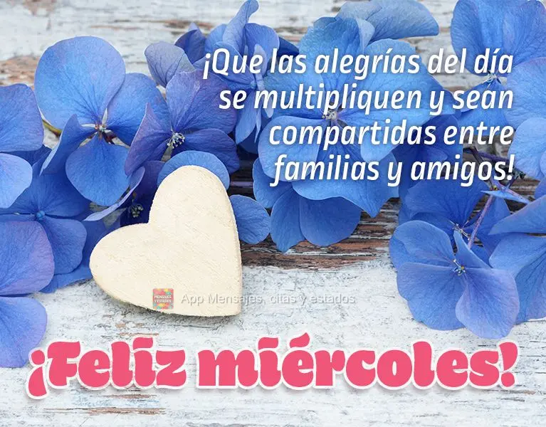 ¡Que las alegrías del día se multipliquen y sean compartidas entre familias y amigos! ¡Feliz miércoles!