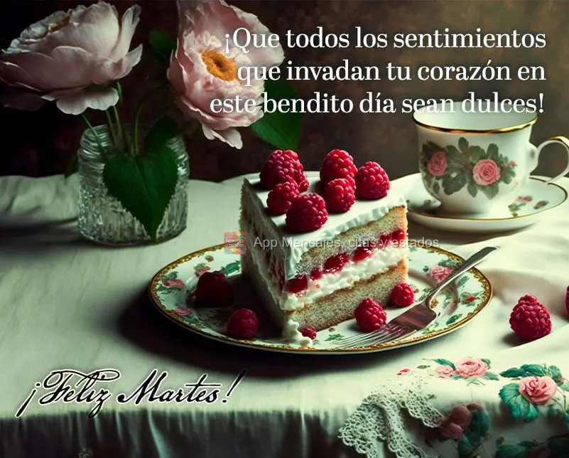 ¡Que todos los sentimientos que invadan tu corazón en este bendito día sean dulces! ¡Feliz martes!