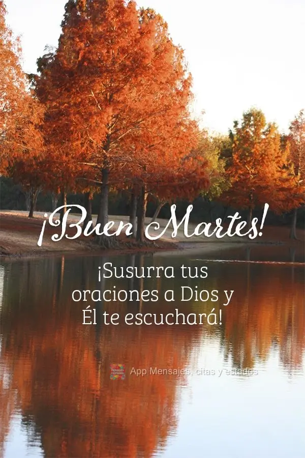 ¡Susurra tus oraciones a Dios y Él te escuchará! ¡Buen martes!