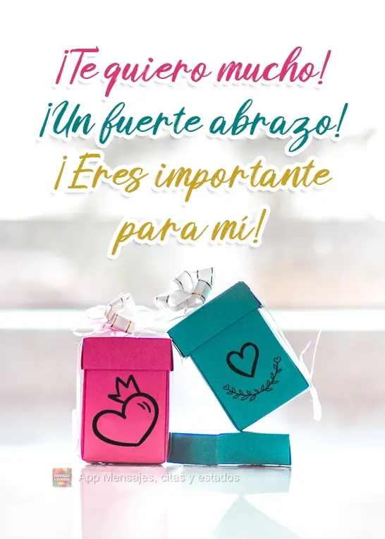 ¡Te quiero mucho! ¡Un fuerte abrazo! ¡Eres importante para mí!