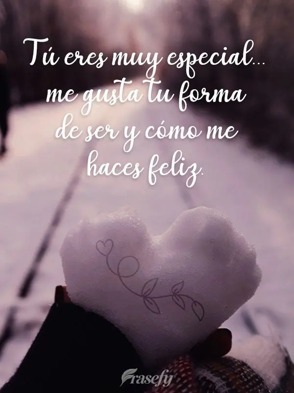 Tú eres muy especial... me gusta tu forma de ser y cómo me haces feliz.