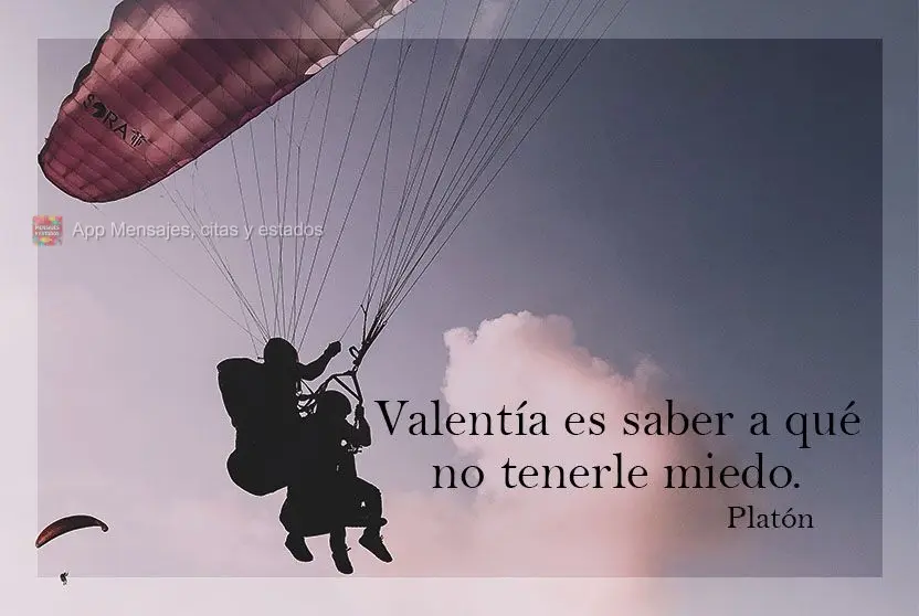 Valentía es saber a qué no tenerle miedo. Platón