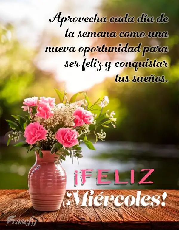 Aprovecha cada día de la semana como una nueva oportunidad para ser feliz y conquistar tus sueños. ¡Feliz miécoles!