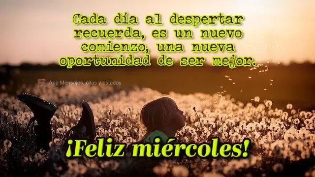 Cada día al despertar recuerda, es un nuevo comienzo, una nueva oportunidad de ser mejor. ¡Feliz miércoles!