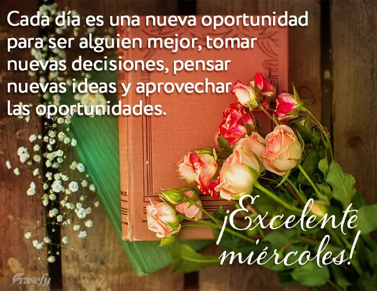 Cada día es una nueva oportunidad para ser alguien mejor, tomar nuevas decisiones, pensar nuevas ideas y aprovechar las oportunidades. ¡Excelente miér...