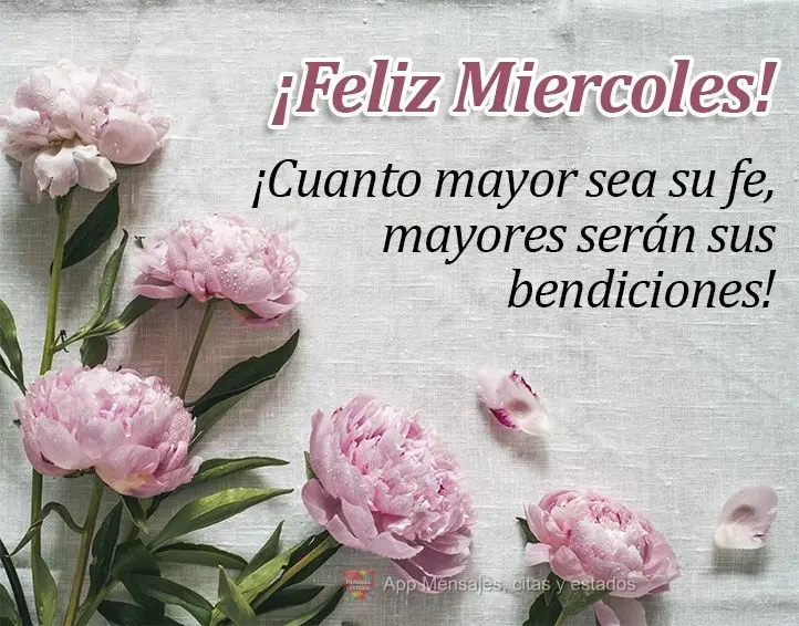 ¡Cuanto mayor sea su fe, mayores serán sus bendiciones! ¡Feliz miercoles!