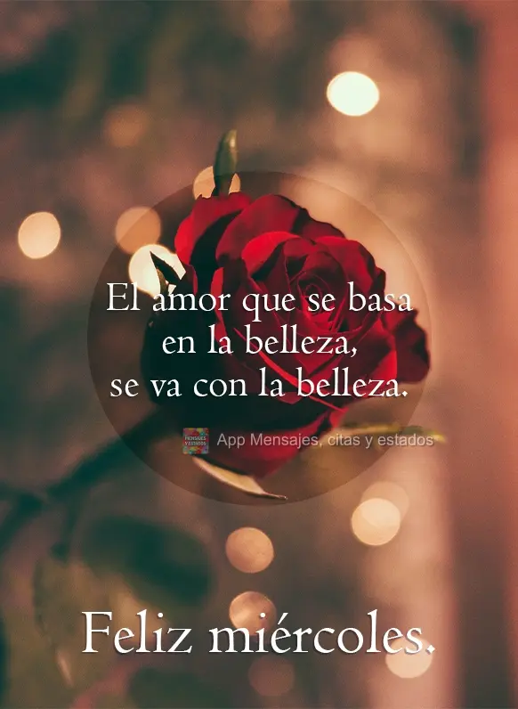 El amor que se basa en la belleza, se va con la belleza. Feliz miércoles.