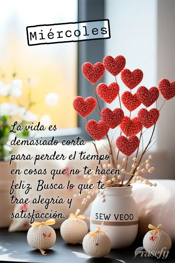 La vida es demasiado corta para perder el tiempo en cosas que no te hacen feliz. Busca lo que te trae alegría y satisfacción. Miércoles