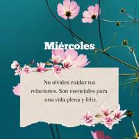 Miércoles: No olvides cuidar tus relaciones. Son esenciales para una vida plena y feliz.
