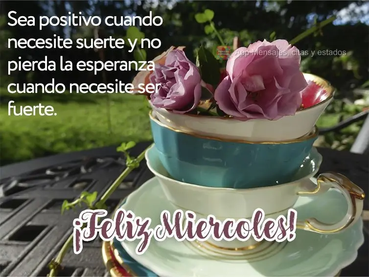 Sea positivo cuando necesite suerte y no pierda la esperanza cuando necesite ser fuerte. ¡Feliz miercoles!
