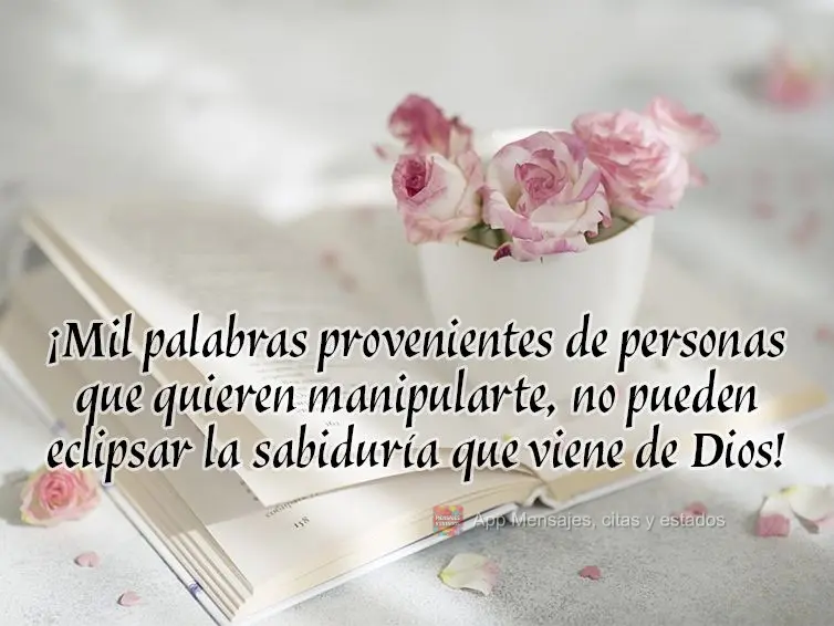 ¡Mil palabras provenientes de personas que quieren manipularte, no pueden eclipsar la sabiduría que viene de Dios!