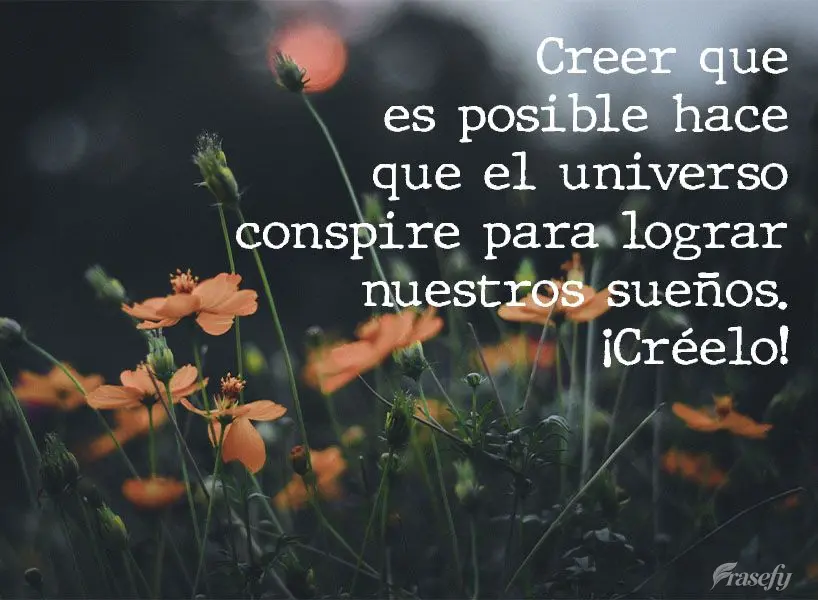 Creer que es posible hace que el universo conspire para lograr nuestros sueños. ¡Créelo!
