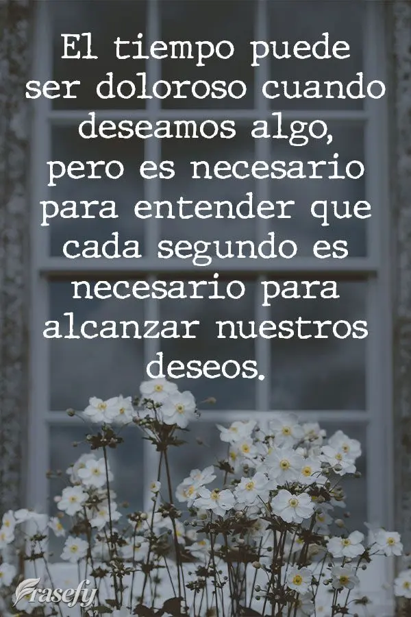 El tiempo puede ser doloroso cuando deseamos algo, pero es necesario para entender que cada segundo es necesario para alcanzar nuestros deseos.