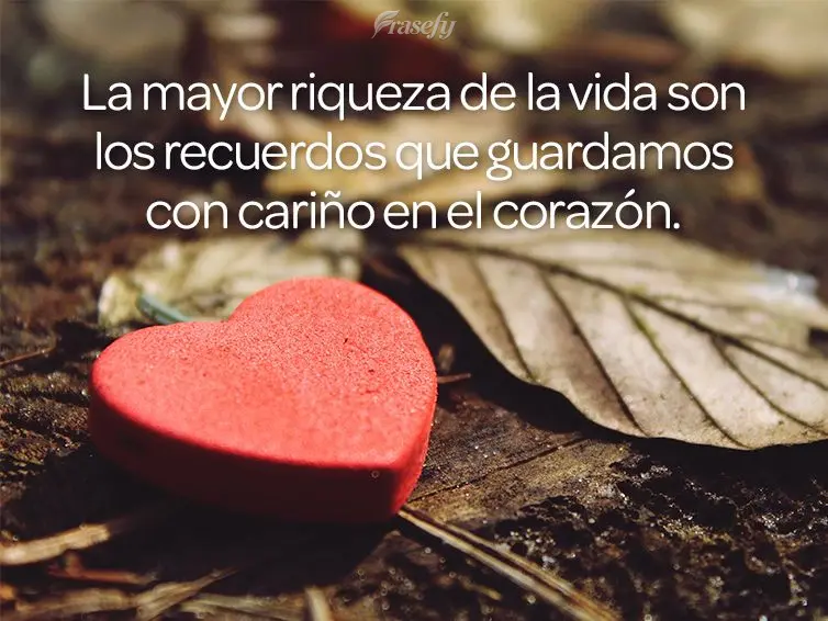 La mayor riqueza de la vida son los recuerdos que guardamos con cariño en el corazón.