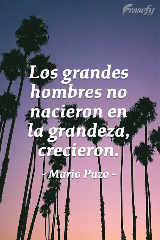Los grandes hombres no nacieron en la grandeza, crecieron. Mario Puzo