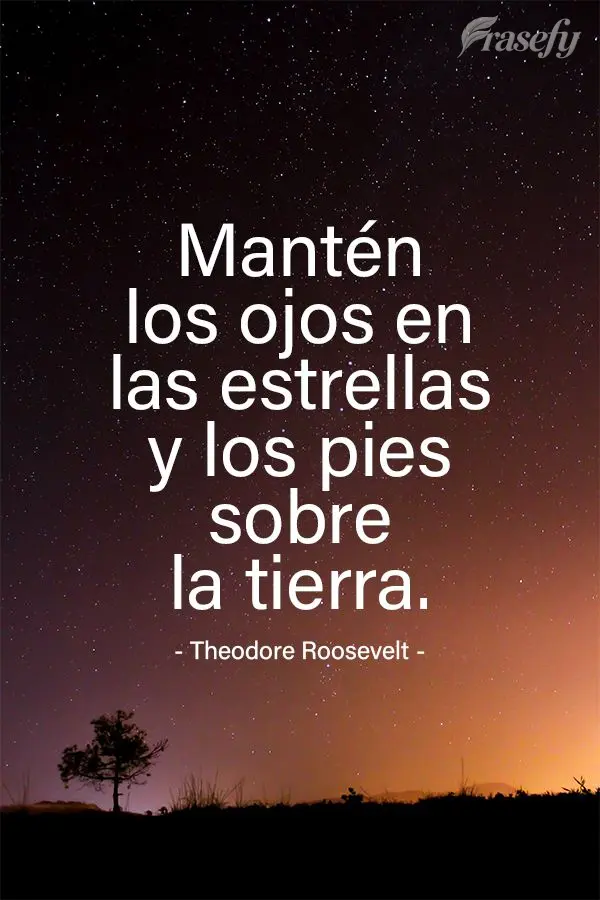 Mantén los ojos en las estrellas y los pies sobre la tierra. Theodore Roosevelt