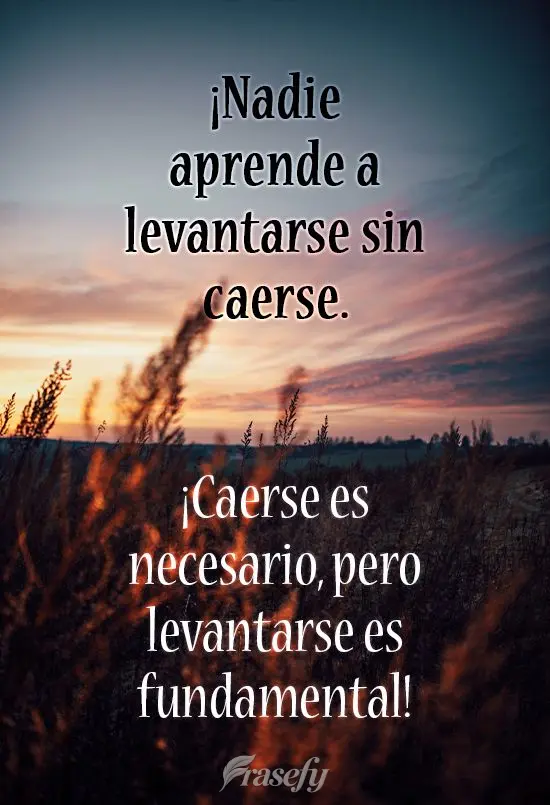 ¡Nadie aprende a levantarse sin caerse. Caerse es necesario, pero levantarse es fundamental!