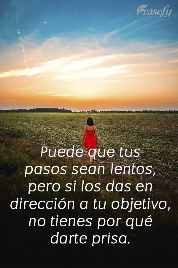 Puede que tus pasos sean lentos, pero si los das en dirección a tu objetivo, no tienes por qué darte prisa.