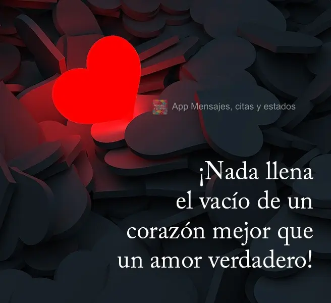 ¡Nada llena el vacío de un corazón mejor que un amor verdadero!