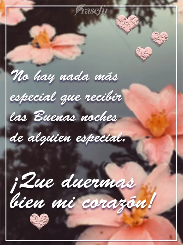 No hay nada más especial que recibir las Buenas noches de alguien especial. ¡Que duermas bien mi corazón!