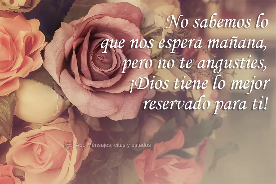 No sabemos lo que nos espera mañana, pero no te angusties, ¡Dios tiene lo mejor reservado para ti!