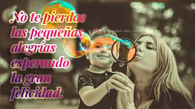 No te pierdas las pequeñas alegrías esperando la gran felicidad.