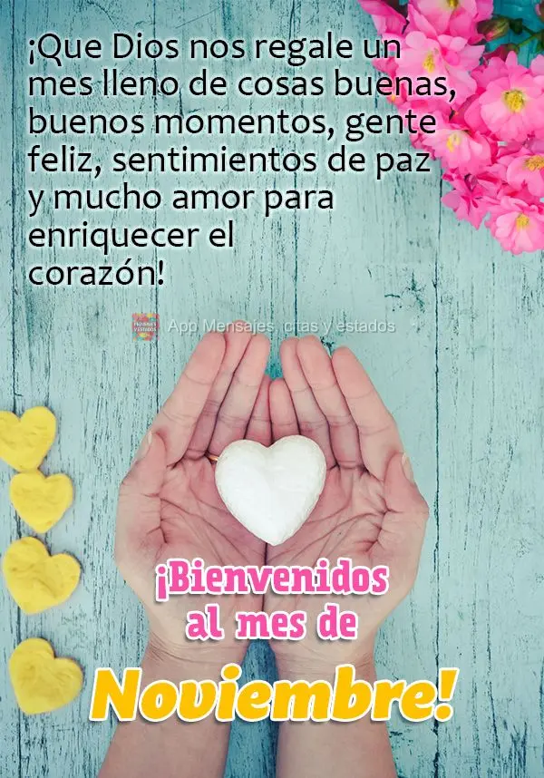 ¡Que Dios nos regale un mes lleno de cosas buenas, buenos momentos, gente feliz, sentimientos de paz y mucho amor para enriquecer el corazón! ¡Bienven...