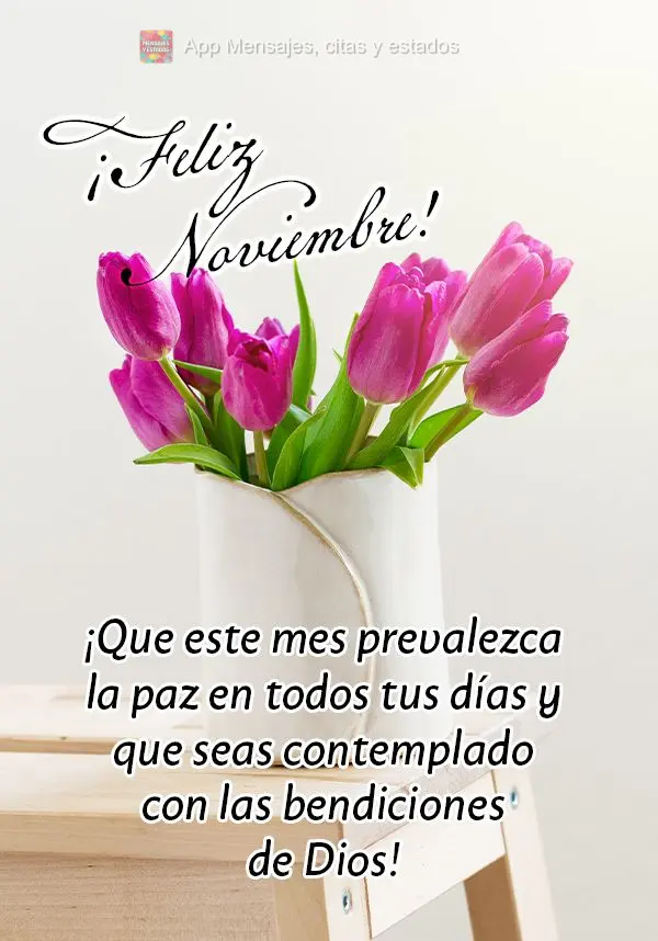 ¡Que este mes prevalezca la paz en todos tus días y que seas contemplado con las bendiciones de Dios! ¡Feliz noviembre!