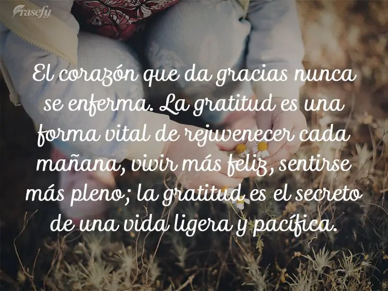 O coração que agradece, nunca adoece. A gratidão é uma forma vital de rejuvenescer a cada manhã, viver mais feliz, se sentir mais completa; a gratid...