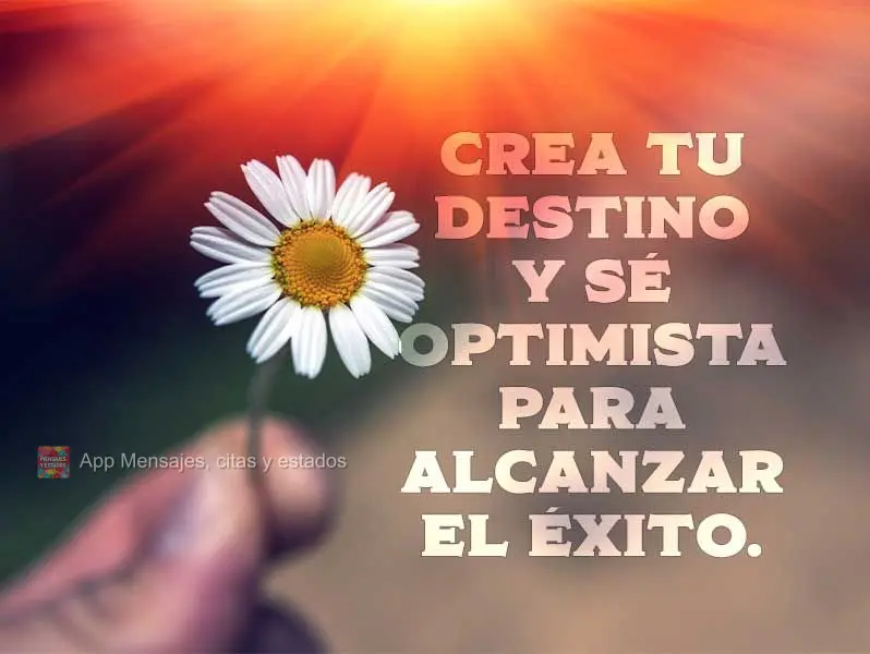 Crea tu destino y sé optimista para alcanzar el éxito.