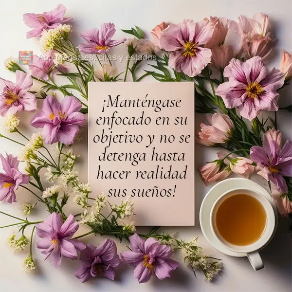 ¡Manténgase enfocado en su objetivo y no se detenga hasta hacer realidad sus sueños!