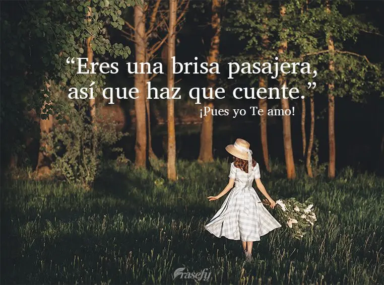 "Você é uma brisa passageira, então faça valer a pena." PS.Eu te amo