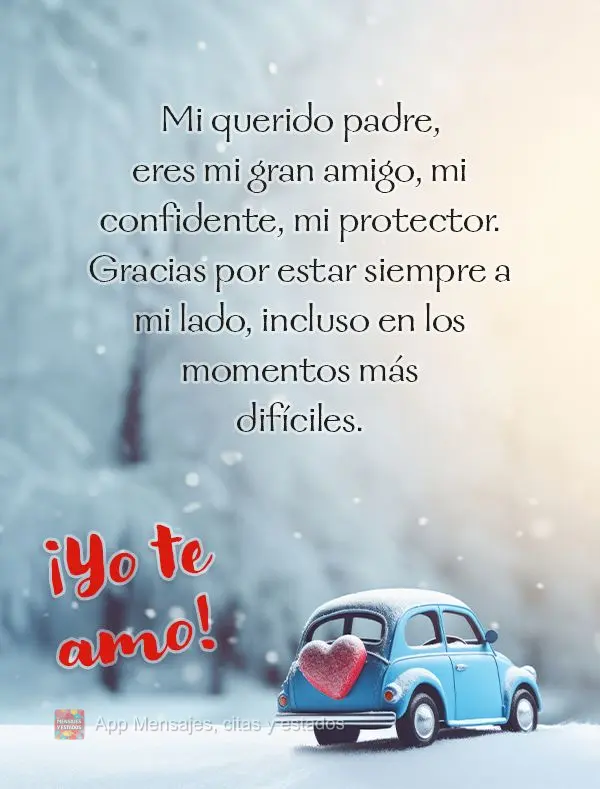 Mi querido padre, eres mi gran amigo, mi confidente, mi protector. Gracias por estar siempre a mi lado, incluso en los momentos más difíciles. ¡Yo te ...